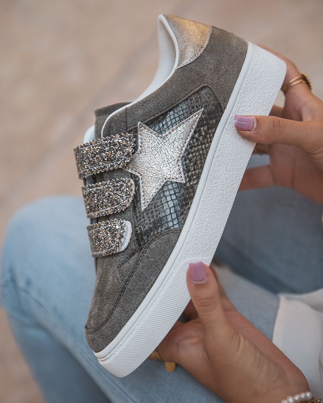 Basket scratch femme vert kaki étoile - Jade - Casualmode.fr