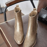 BOTTINES COWBOY BRONZE À TALON – EFFET CROC - Casualmode.fr