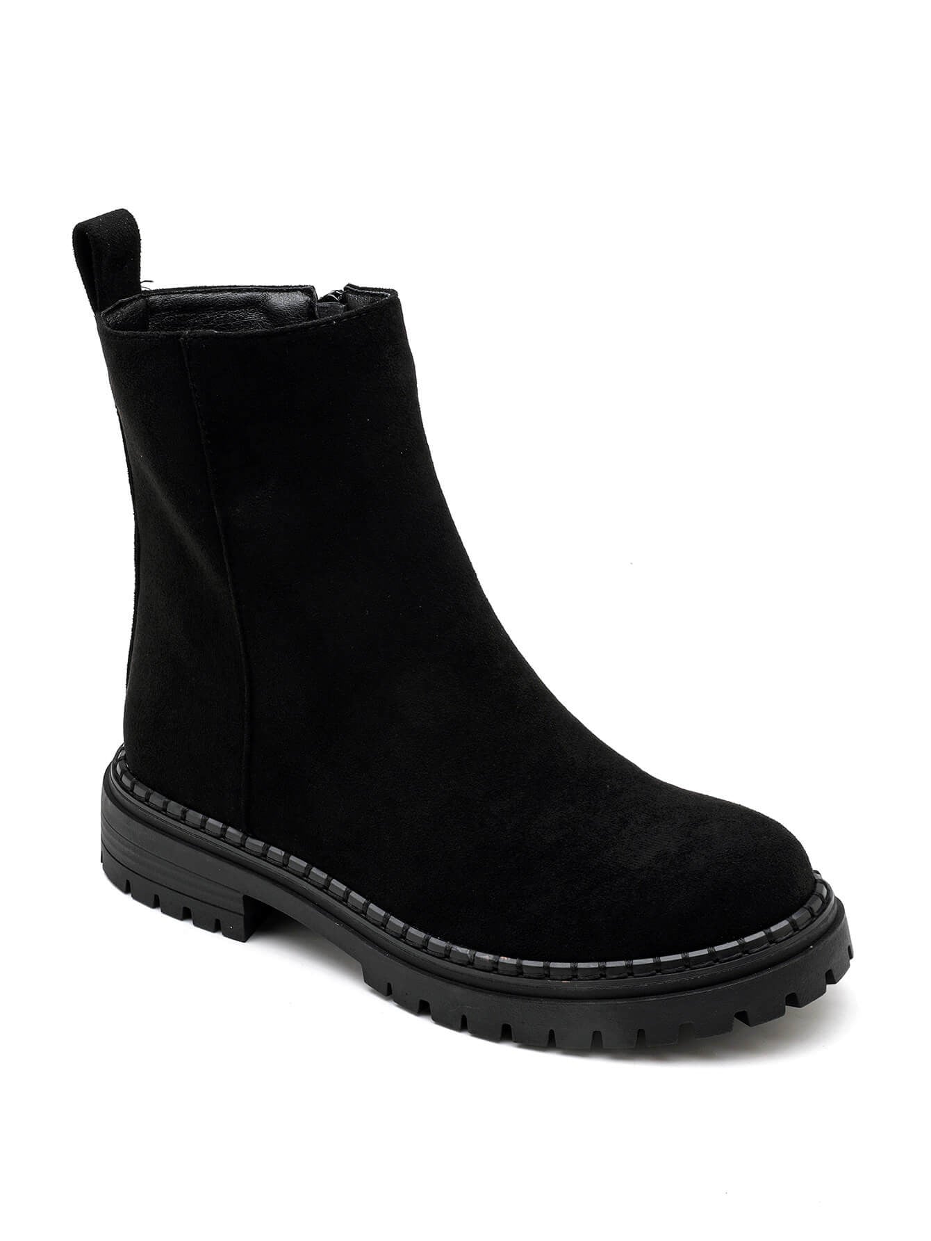 BOTTINES CHELSEA NOIRES EN SUÉDINE AVEC SEMELLE CRANTÉE - Casualmode.fr