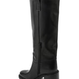 BOTTES NOIRES FEMME HAUTES – TALON BLOC 7 CM AVEC FERMETURE ZIP