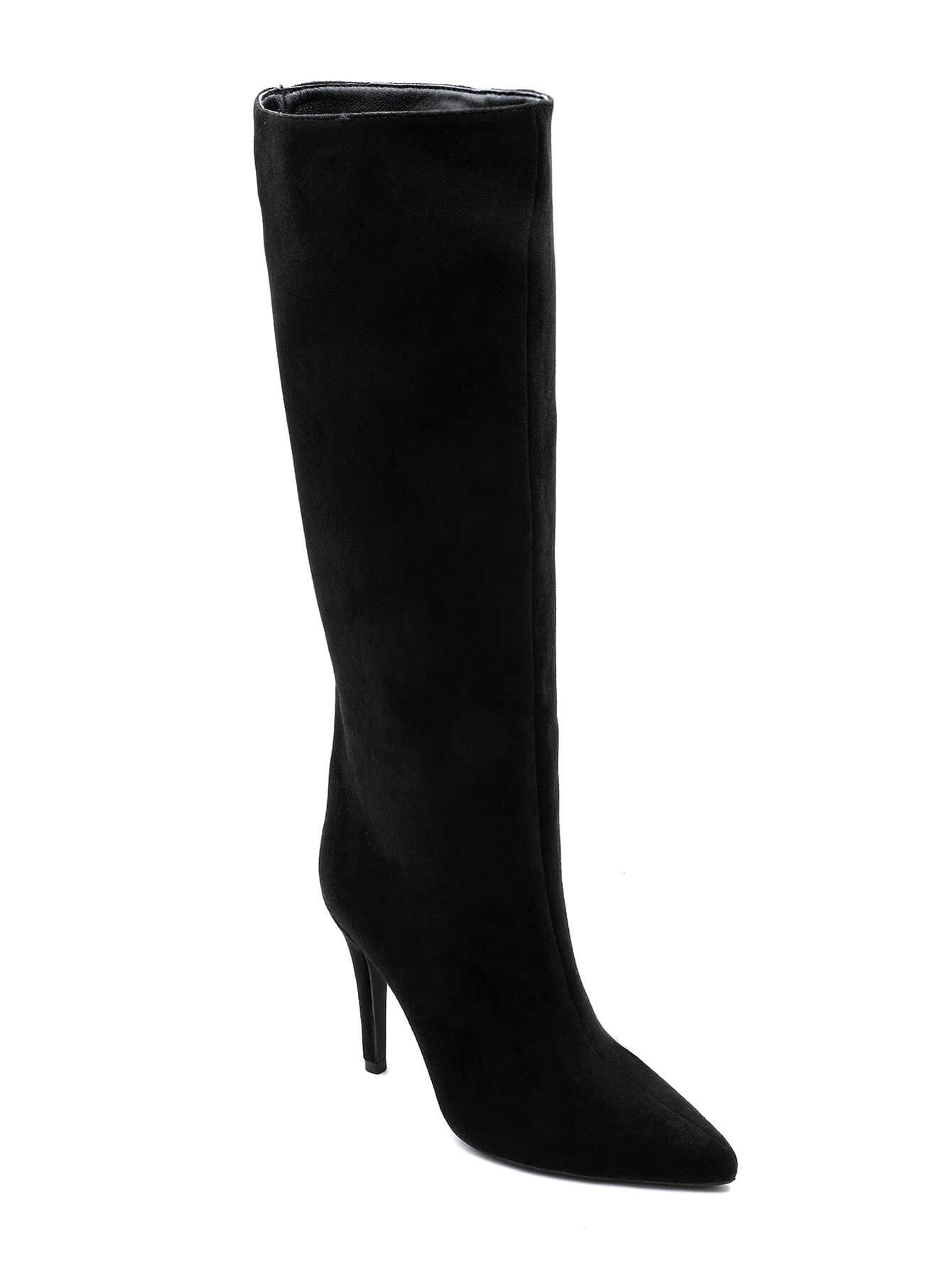 BOTTES NOIRES EN SUÉDINE – TALON AIGUILLE ÉLÉGANT - Casualmode.fr