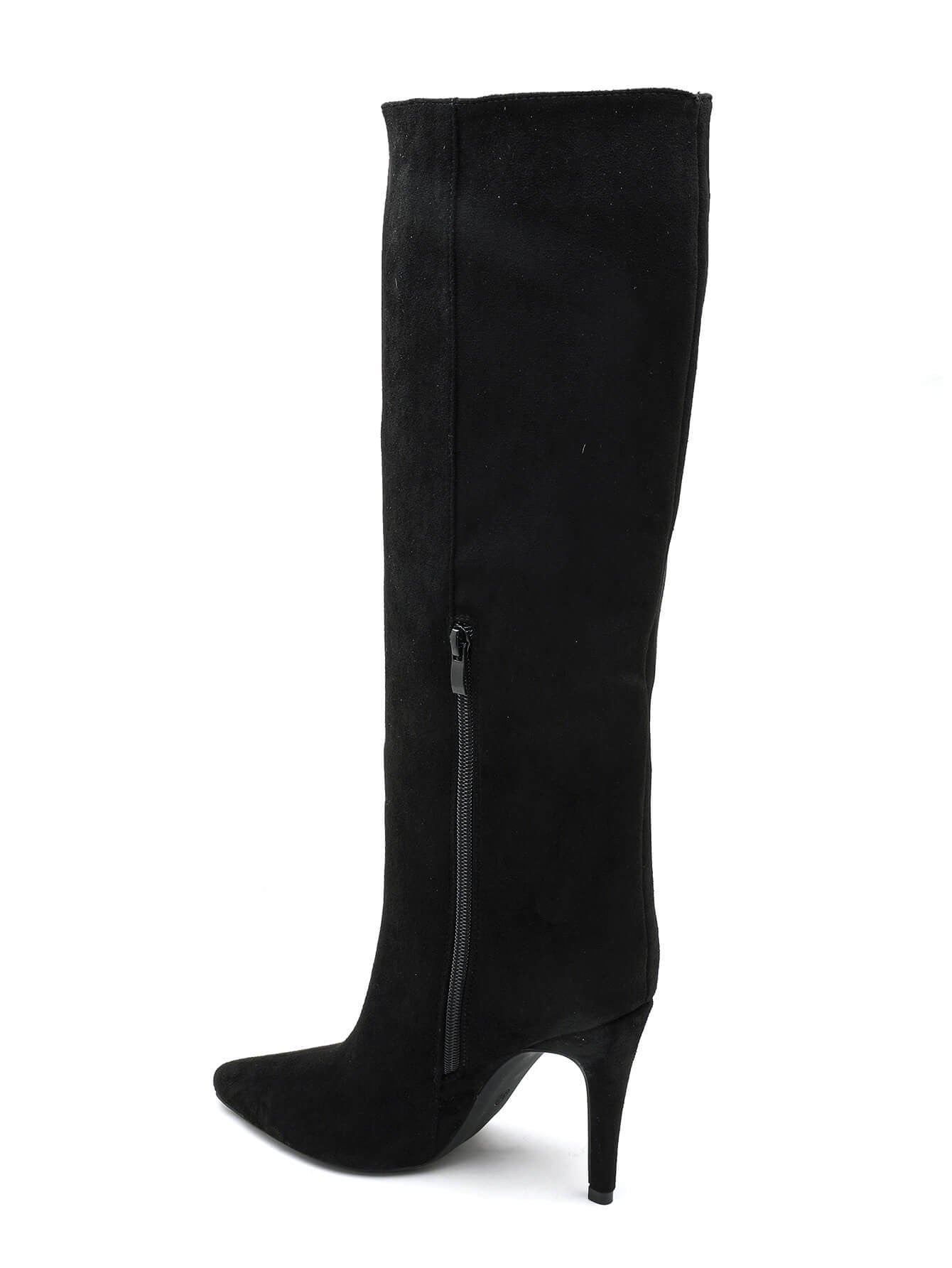 BOTTES NOIRES EN SUÉDINE – TALON AIGUILLE ÉLÉGANT - Casualmode.fr