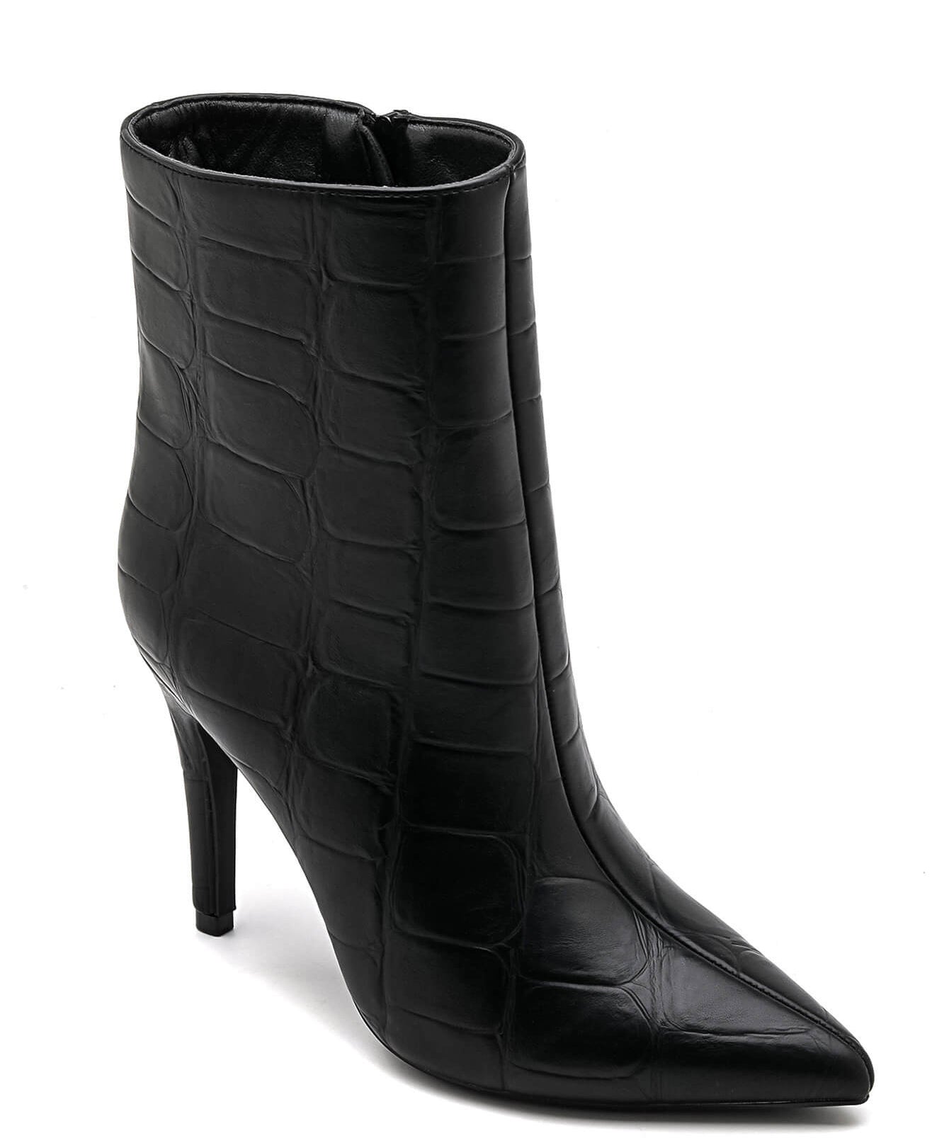 BOTTINES NOIRES EFFET CROCO – TALON AIGUILLE ÉLÉGANT - Casualmode.fr