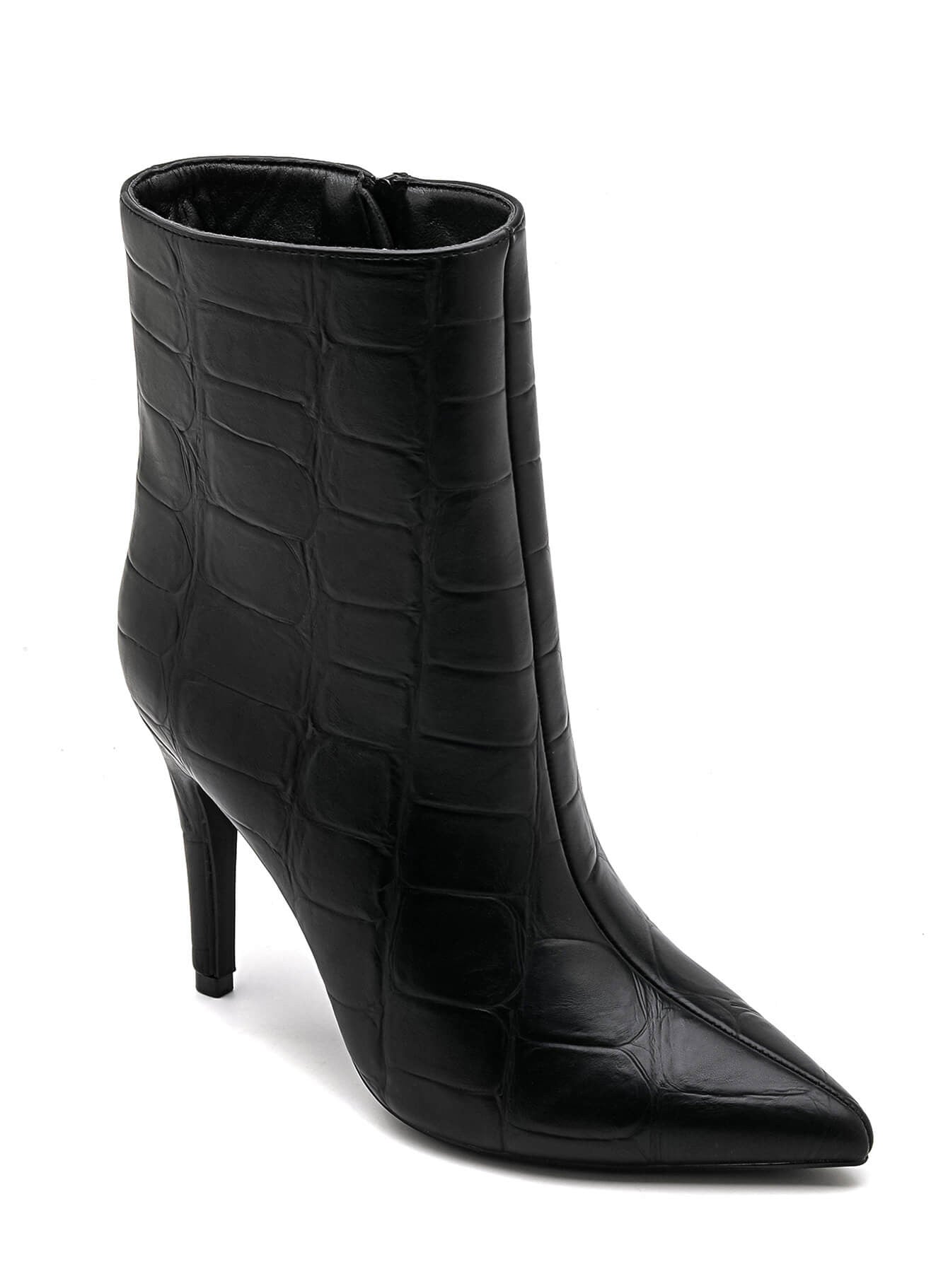 BOTTINES NOIRES EFFET CROCO – TALON AIGUILLE ÉLÉGANT - Casualmode.fr