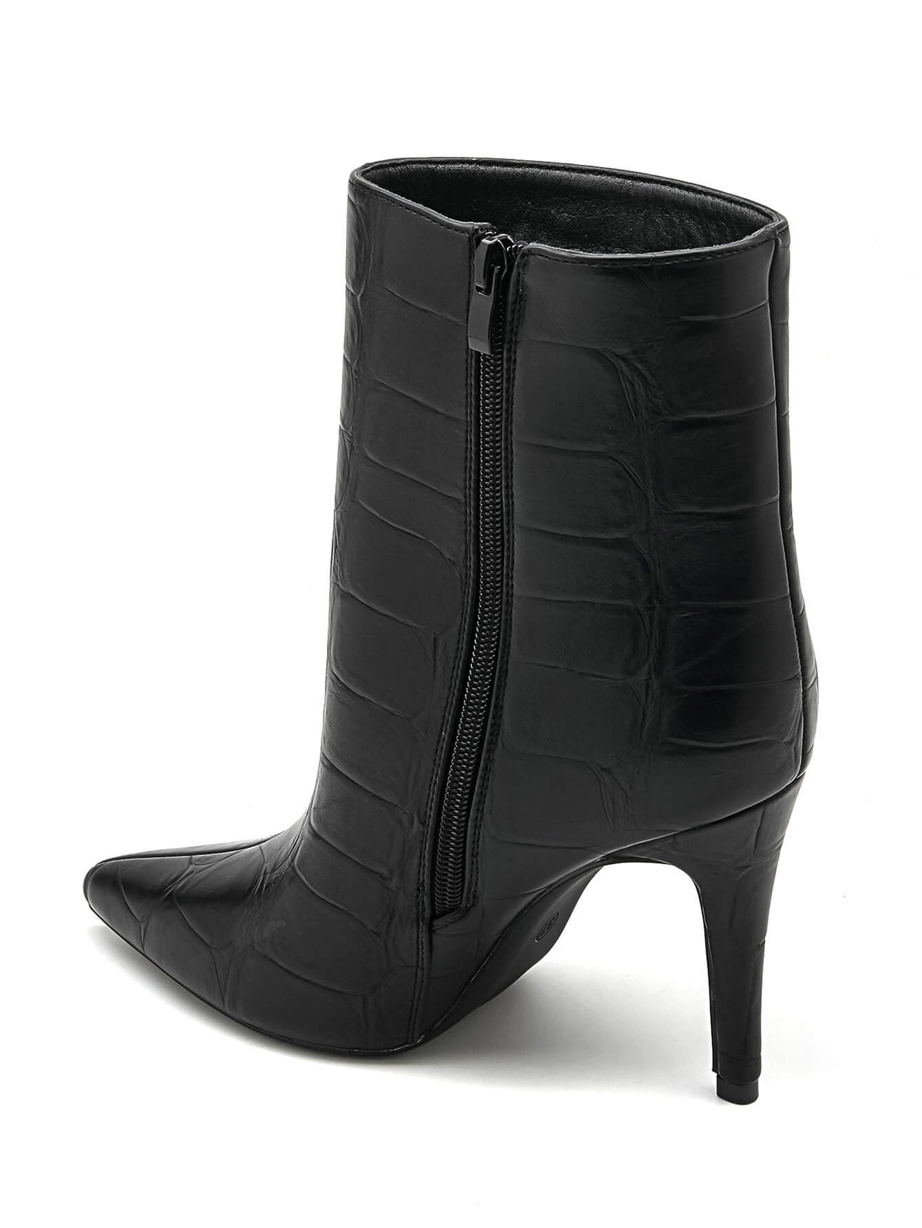 BOTTINES NOIRES EFFET CROCO – TALON AIGUILLE ÉLÉGANT - Casualmode.fr