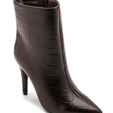 BOTTINES MARRONS EFFET CROCO – TALON AIGUILLE ÉLÉGANT - Casualmode.fr