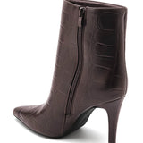 BOTTINES MARRONS EFFET CROCO – TALON AIGUILLE ÉLÉGANT - Casualmode.fr
