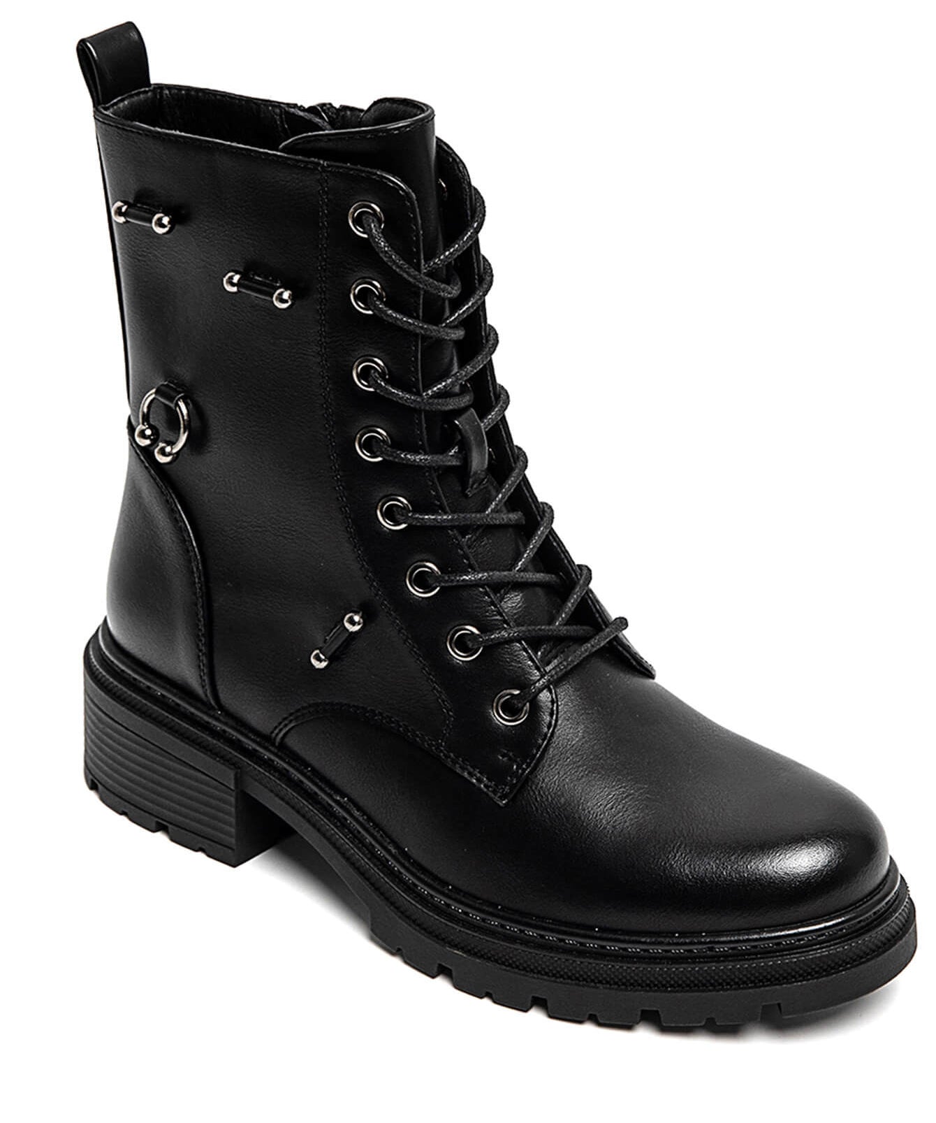 RANGERS NOIRES À LACETS AVEC SEMELLE CRANTÉE - Casualmode.fr