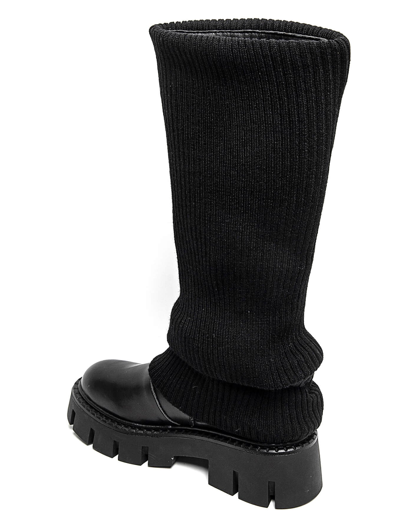 BOTTES NOIRES STYLE CHAUD – TIGE EN MAILLE ET SEMELLE CRANTÉE - Casualmode.fr