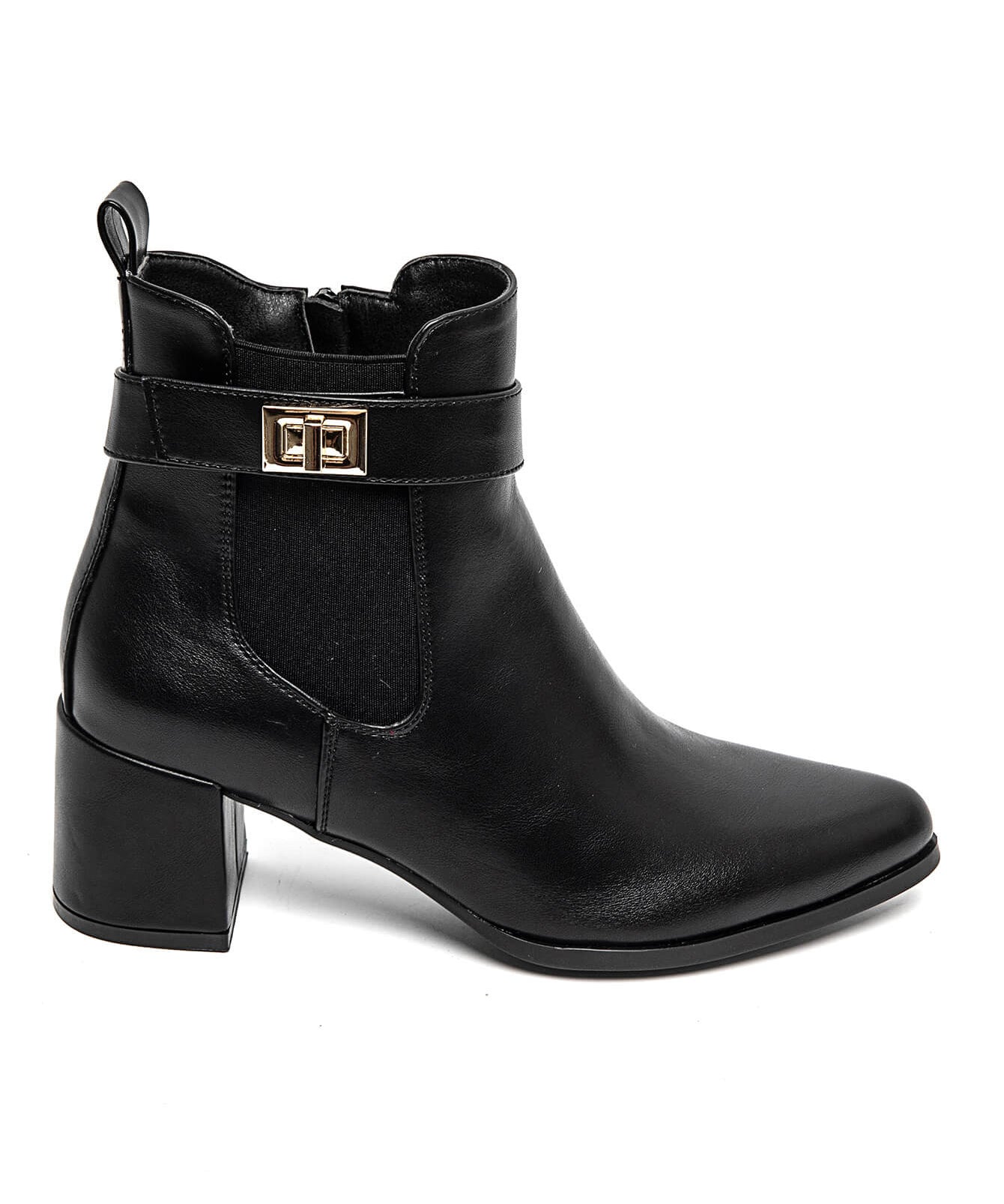 BOTTINES NOIRES – TALON BLOC ET BOUCLE CHIC - Casualmode.fr