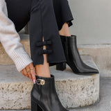 BOTTINES NOIRES – TALON HAUT ET BOUCLE DORÉE - Casualmode.fr