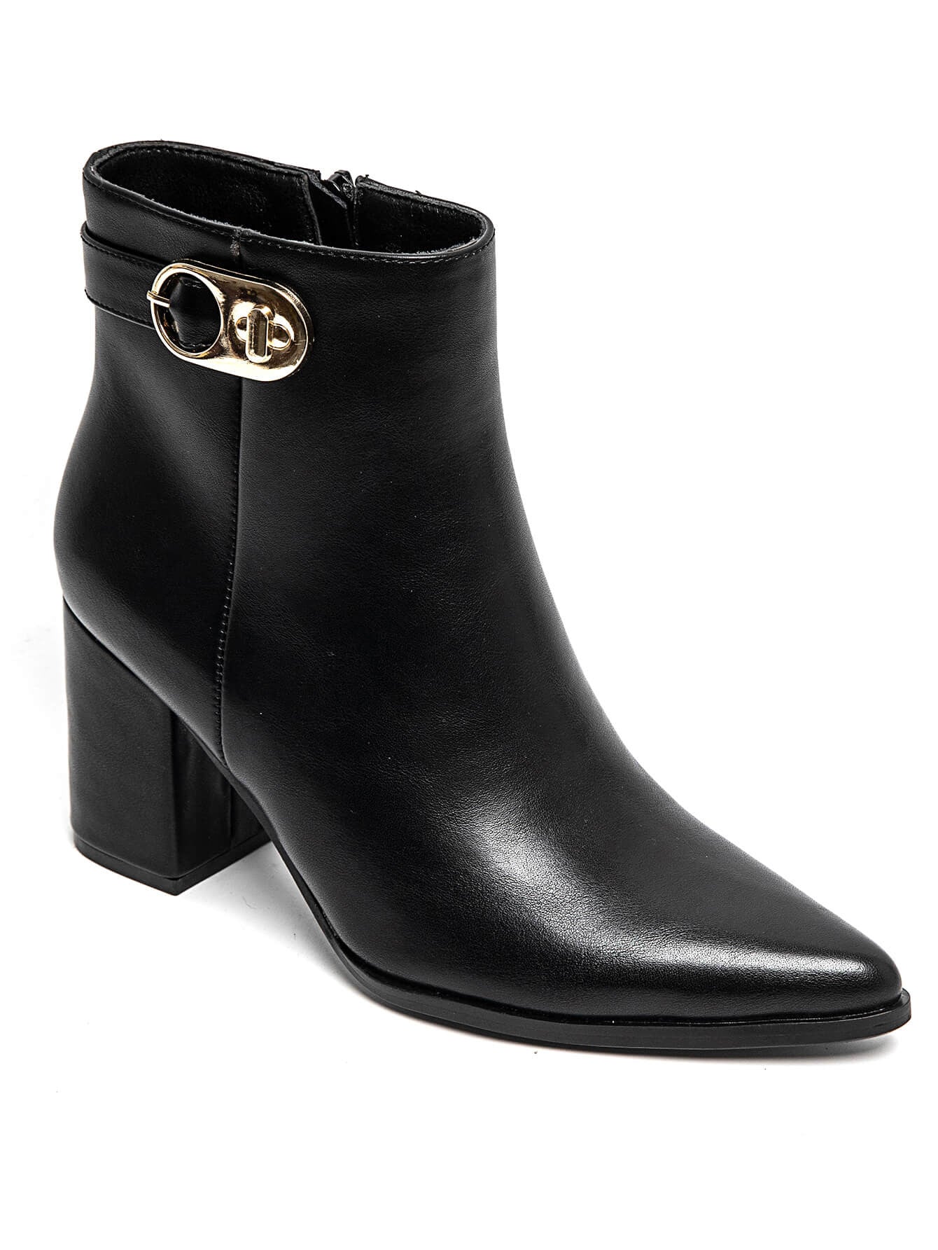 BOTTINES NOIRES – TALON HAUT ET BOUCLE DORÉE - Casualmode.fr