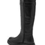 BOTTES NOIRES FEMME HAUTE À BOUCLE – TALON 4 CM SEMELLE CRANTÉE