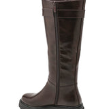 BOTTES FEMME MARRON HAUTE À BOUCLE – TALON 4 CM SEMELLE CRANTÉE