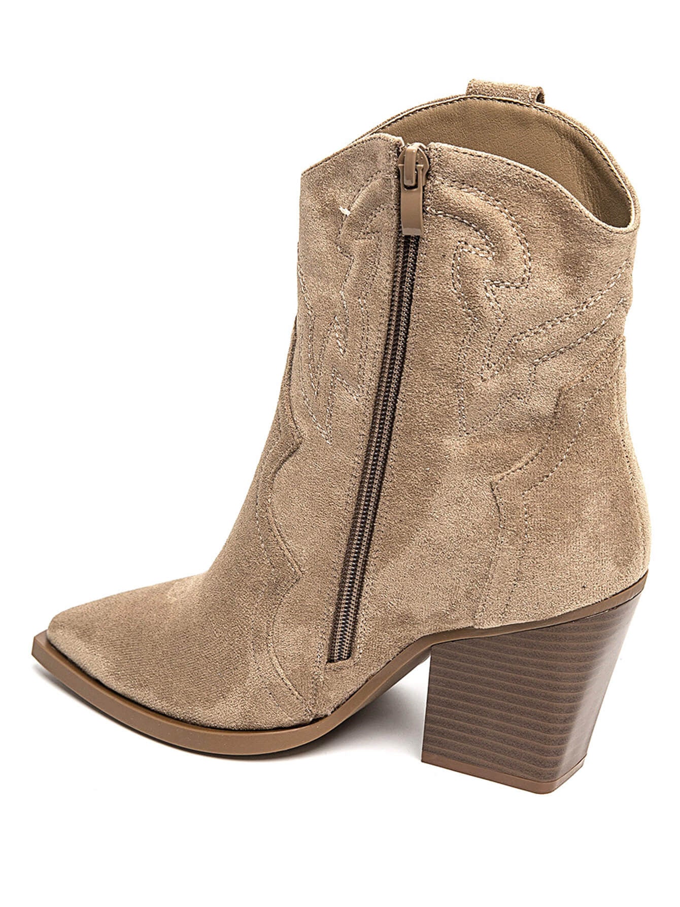 BOTTINES COWBOY TAUPES – TALON HAUT CHIC - Casualmode.fr