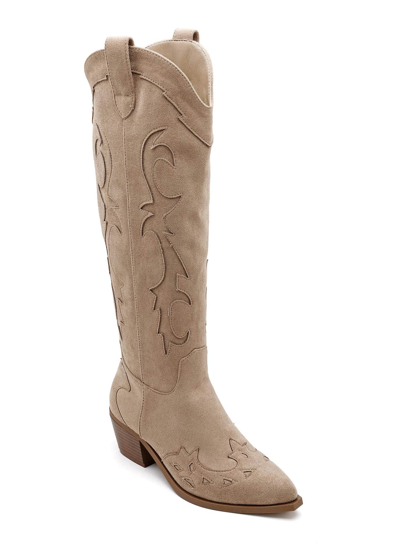 BOTTES COWBOY BEIGE EN SUÉDINE À TALON BAS - Casualmode.fr