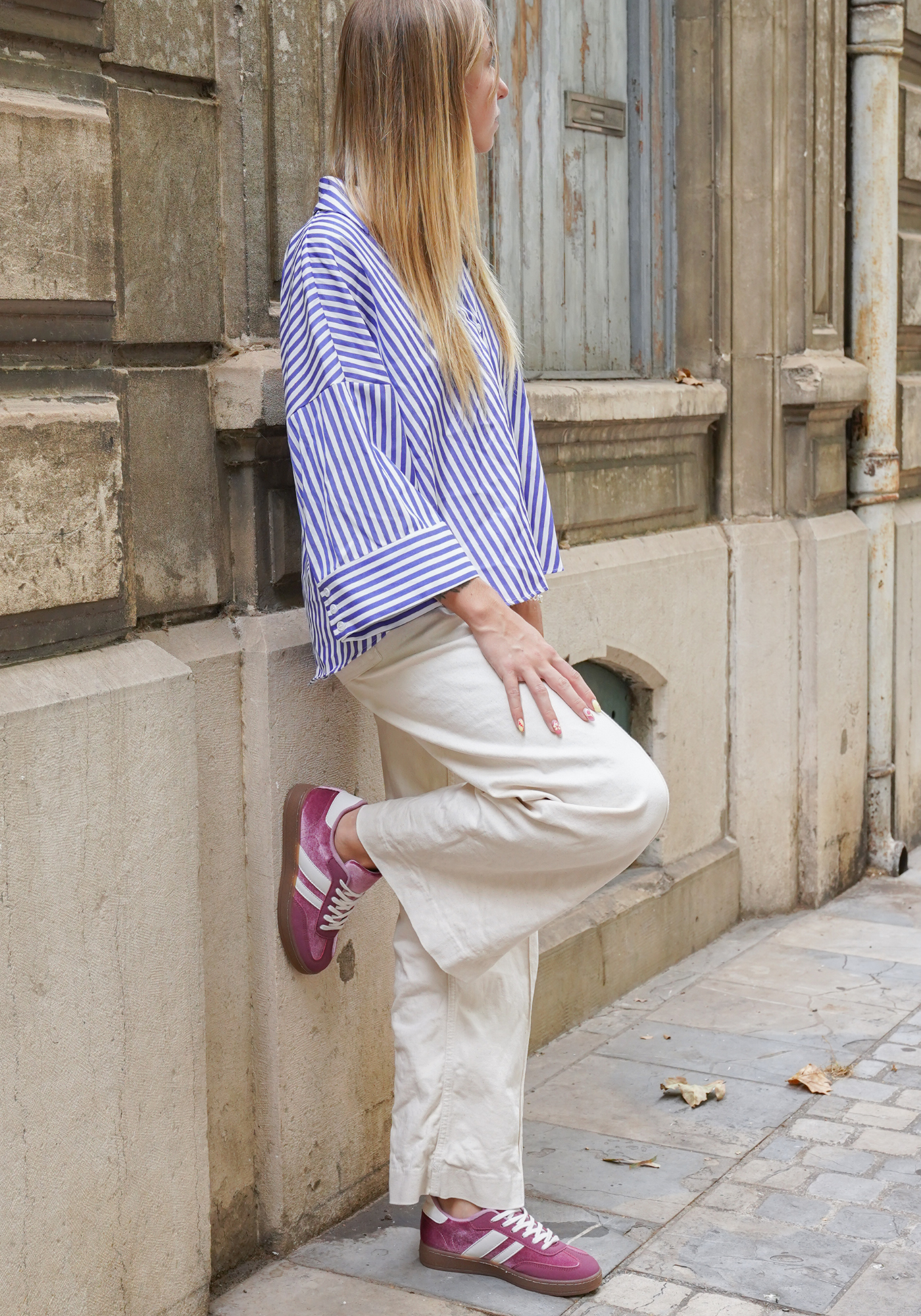 BASKETS VINTAGE ROSE ET BLANC - Casualmode.fr