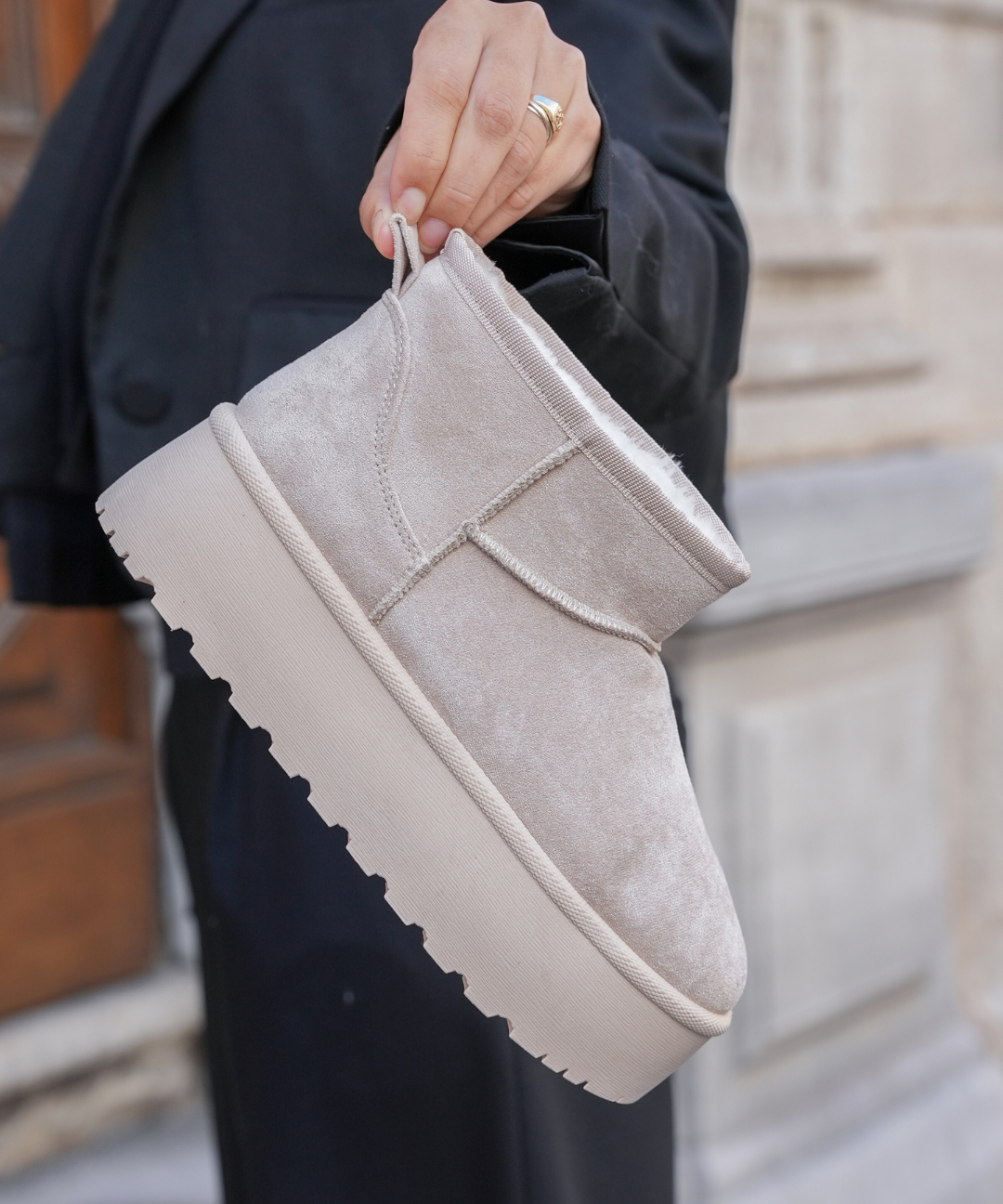 BOTTINES FOURRÉES PLATEFORME CRÈME - Casualmode.fr