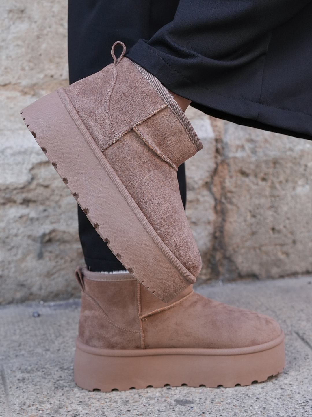 BOTTINES FOURRÉES PLATEFORME COFFEE - Casualmode.fr