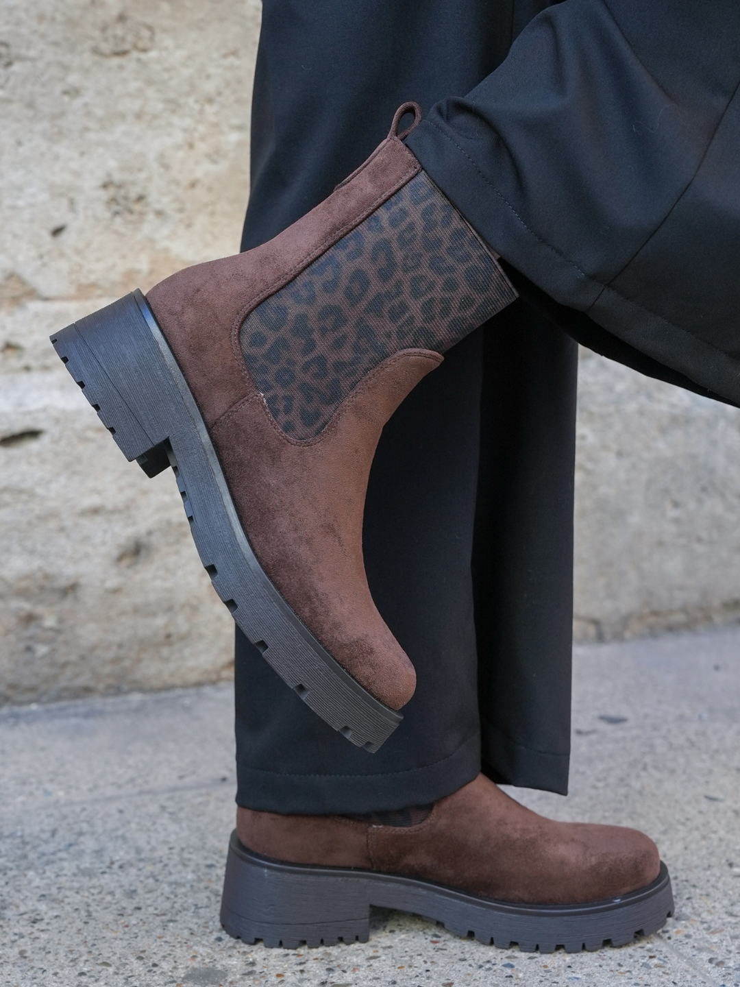 BOTTINES MARRON – MOTIF ANIMALIER ÉLÉGANT - Casualmode.fr