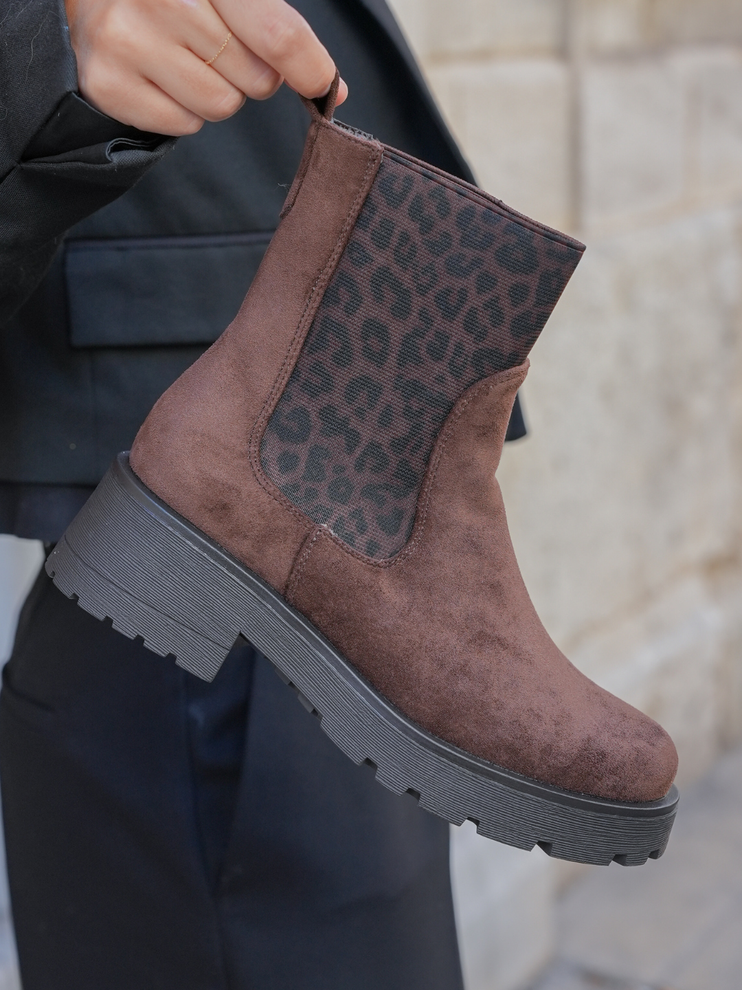 BOTTINES MARRON – MOTIF ANIMALIER ÉLÉGANT - Casualmode.fr