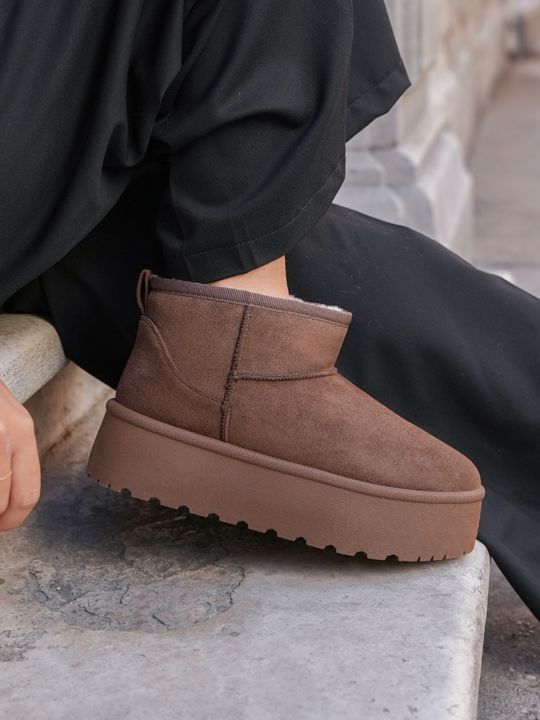 BOTTINES FOURRÉES PLATEFORME BROWN - Casualmode.fr