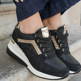 BASKETS COMPENSÉES NOIRES AVEC DÉTAILS PAILLETÉS