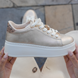 SNEAKERS PLATEFORME DORÉES FEMME AVEC DÉTAIL BIJOU