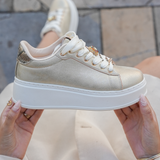 SNEAKERS PLATEFORME OR FEMME AVEC DÉTAIL BIJOU