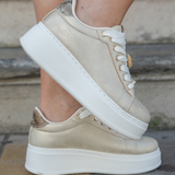 SNEAKERS PLATEFORME OR FEMME AVEC DÉTAIL BIJOU