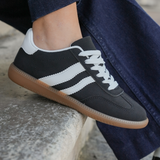 SNEAKERS NOIRES FEMME STYLE RÉTRO AVEC SEMELLE GOMME