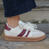 SNEAKERS BLANCHES ET BORDEAUX FEMME AVEC SEMELLE GOMME