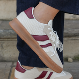 SNEAKERS BLANCHES ET BORDEAUX FEMME AVEC SEMELLE GOMME