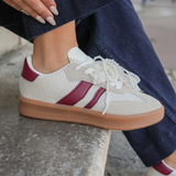 SNEAKERS BLANCHES ET BORDEAUX FEMME AVEC SEMELLE GOMME
