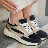 SNEAKERS CHUNKY NOIRES ET DORÉES FEMME AVEC DÉTAIL LÉOPARD