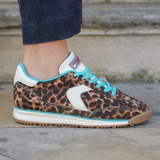 SNEAKERS LEOPARD À LACETS TURQUOISE