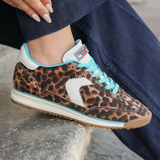 SNEAKERS LEOPARD À LACETS TURQUOISE