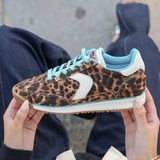 SNEAKERS LEOPARD À LACETS TURQUOISE