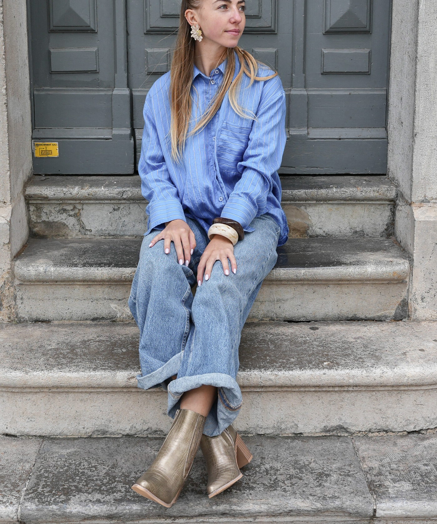 BOTTINES COWBOY BRONZE À TALON – EFFET CROC - Casualmode.fr