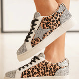 BASKET FEMME LÉOPARD ÉTOILE À LACETS - Casualmode.fr