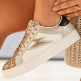 Basket femme dorée à lacets - Cindy - Casualmode.fr