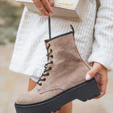 BOTTINES FEMME TAUPE RANGERS - Casualmode.fr