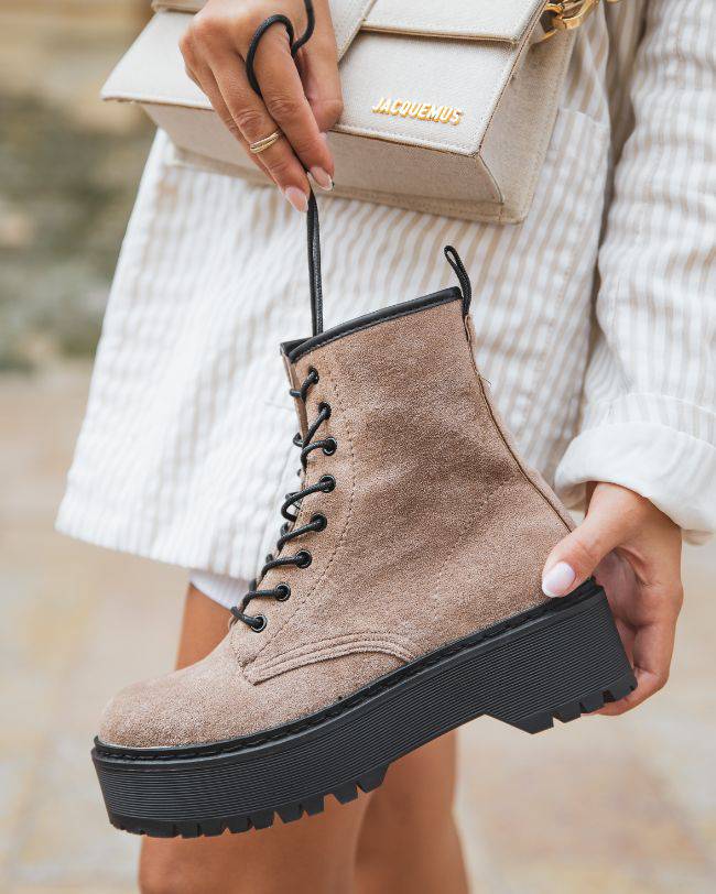 BOTTINES FEMME TAUPE RANGERS - Casualmode.fr
