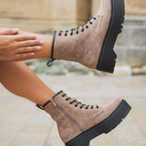 BOTTINES FEMME TAUPE RANGERS - Casualmode.fr