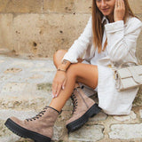 BOTTINES FEMME TAUPE RANGERS - Casualmode.fr