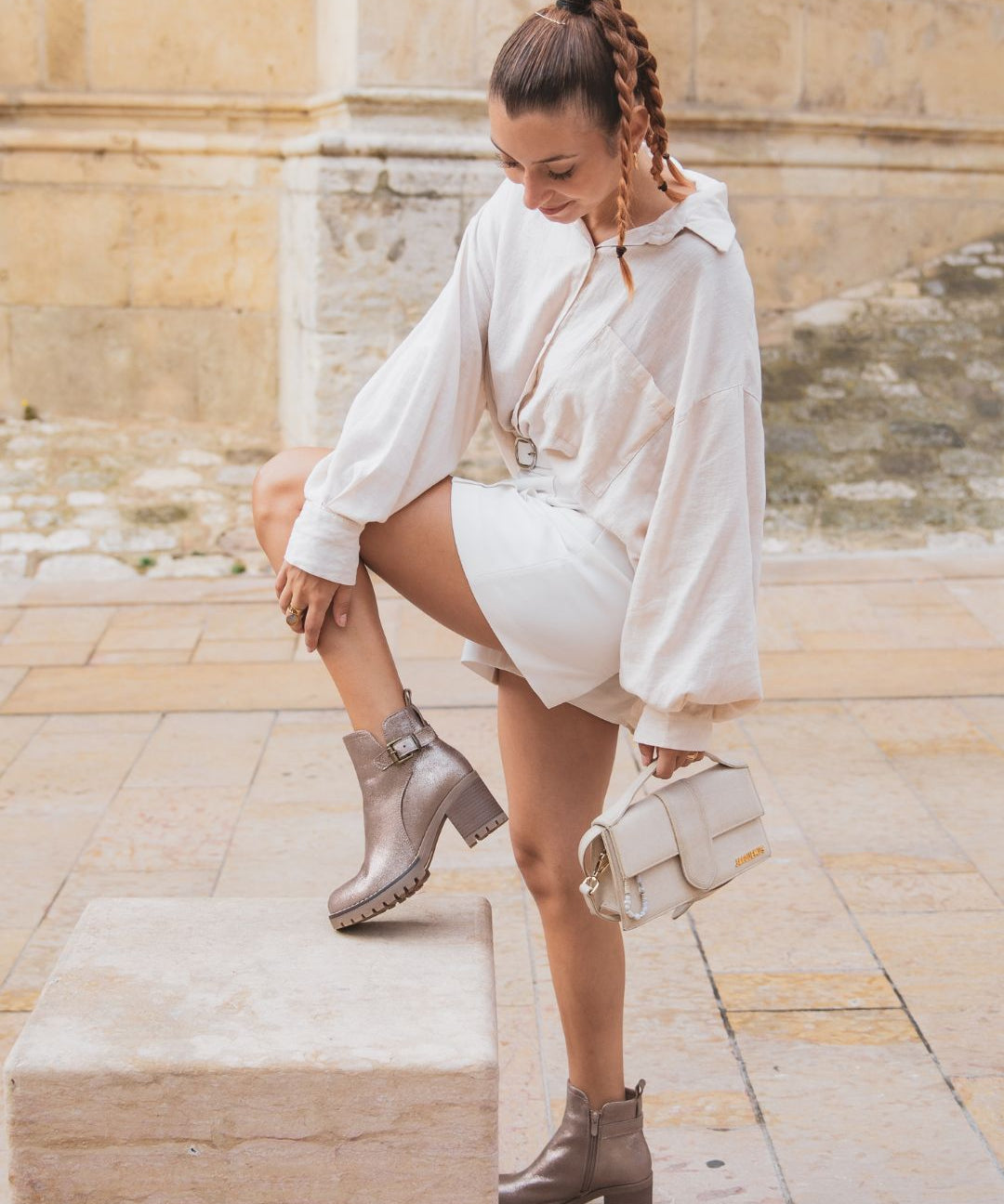 BOOTS FEMME À TALON BLOCS MÉTALLISÉES - Casualmode.fr