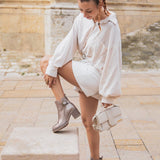 BOOTS FEMME À TALON BLOCS MÉTALLISÉES - Casualmode.fr