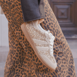 BASKETS FEMME BEIGE A PAILLETTES DORÉS - Casualmode.fr