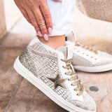 BASKETS MONTANTES FEMME BLANCHES ET DORÉES - Casualmode.fr