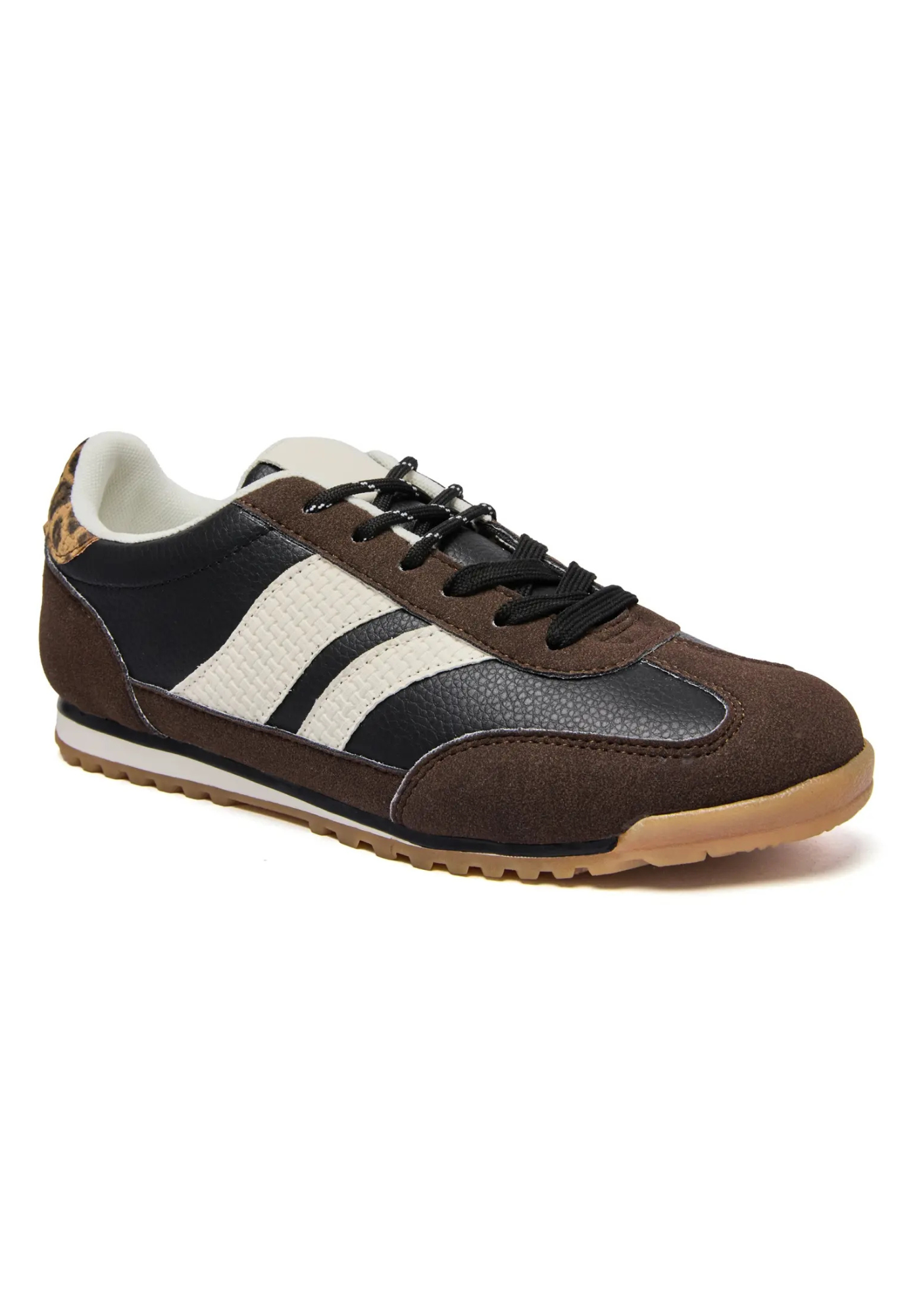 BASKETS FEMME MARRON ET NOIR A LACETS - Casualmode.fr